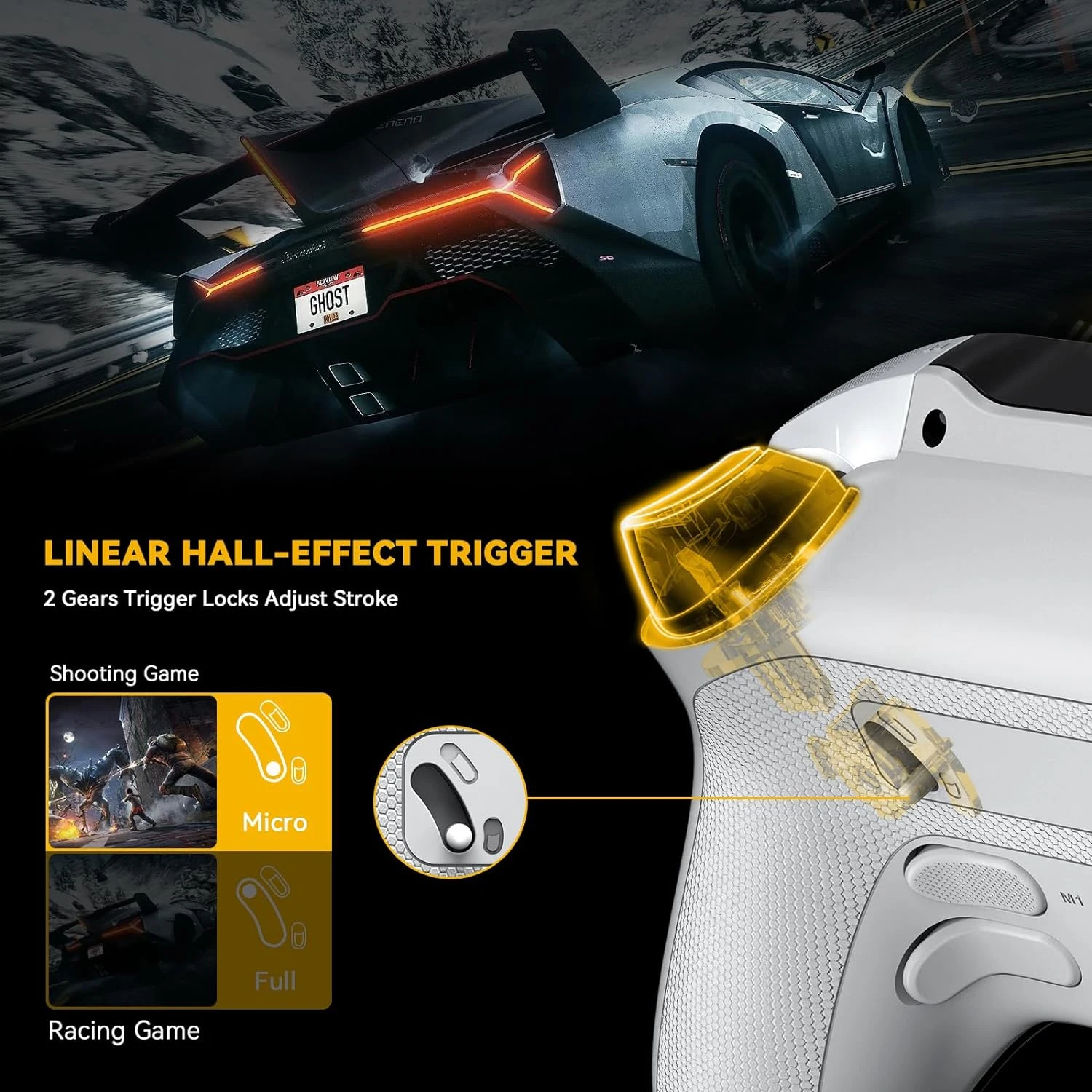 Mamba One V2 Controlador de juego inalámbrico para Switch/PC/iOS/Android Hall Effect Stick RGB Light 1800mAh con base de carga