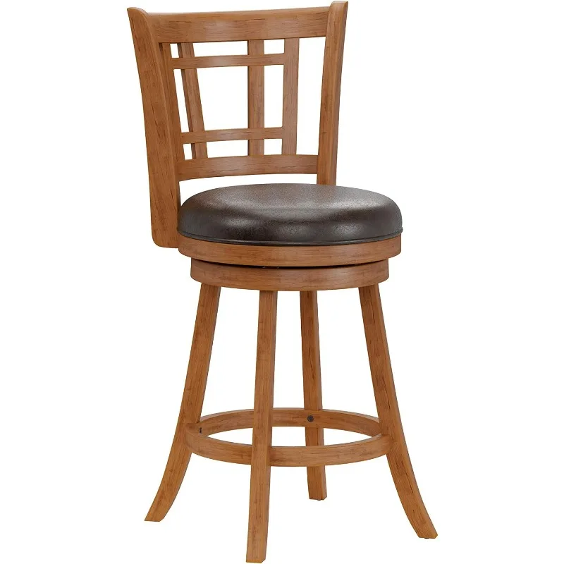 Swivel Stool with Rectangular Lattice Back, Counter Height, White
