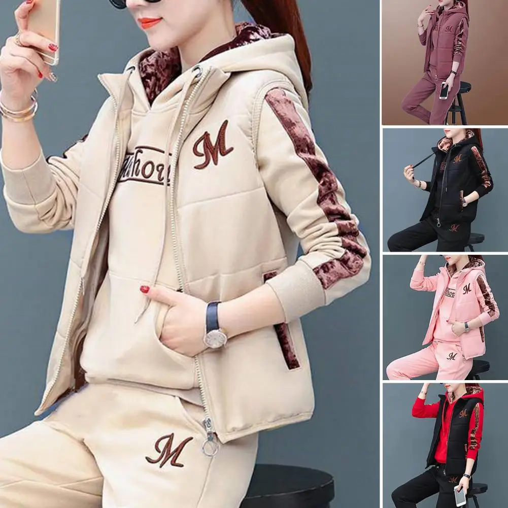 Chándal de moda para mujer, traje informal de Color Patchwork con cordón, chándal informal holgado con capucha para otoño e invierno