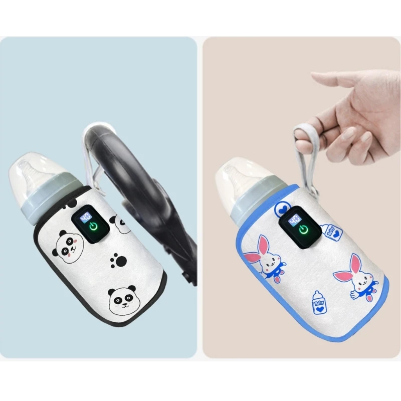W3JF USB ミルクウォーマーバッグ旅行水熱キーパーデジタルディスプレイ哺乳瓶ヒーター車のベビーカー用ベビー用品