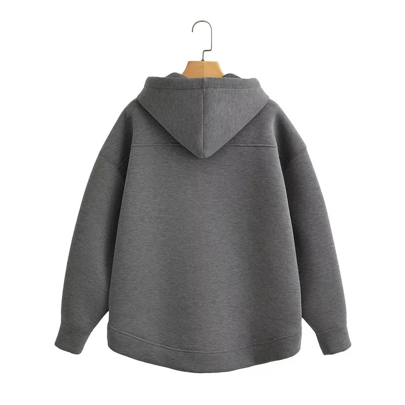 TRAF Sudadera con capucha para mujer, sudaderas con cremallera de gran tamaño, ropa de abrigo de manga larga para otoño e invierno, sudadera con cremallera Y2k, Top con capucha