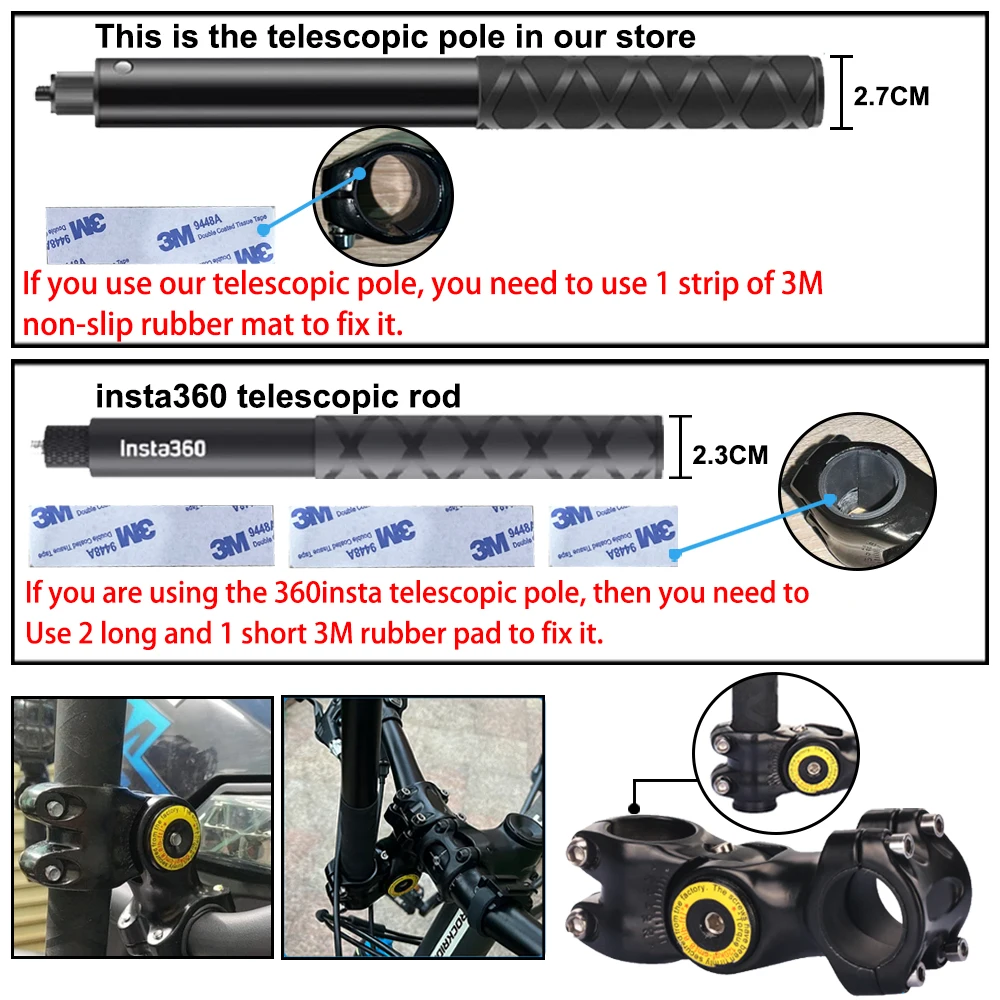 Motorcycle Bicycle Panoramic Monopod Invisible Stand for GoPro Max Her 11 10 9 Insta360 One X2 DJI Moto Action Camera Accessory