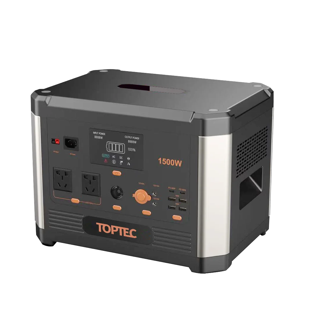 TOPTEC 1500w 480ah Zewnętrzny zasilacz Uniwersalny przenośny zasilacz do wytwarzania energii słonecznej
