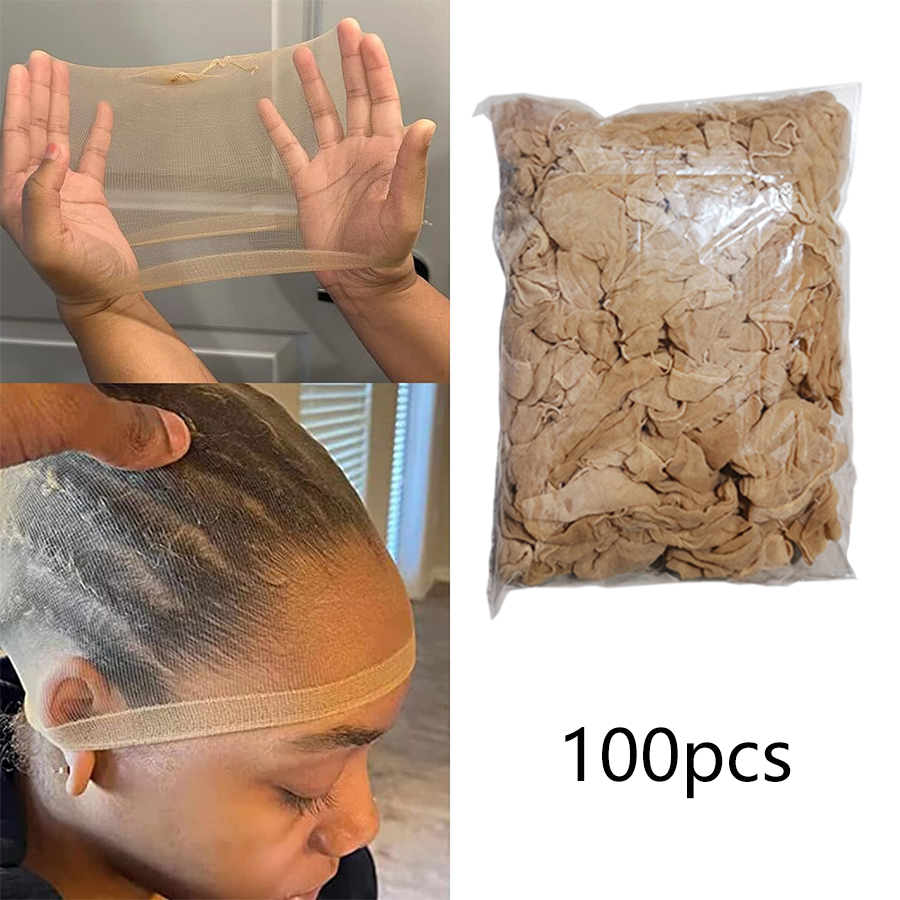 Venta al por mayor de gorros de peluca HD, redes para el cabello HD transparentes de alta calidad, tejido de nailon elástico, gorro de peluca con malla frontal para mujeres y hombres, marrón claro