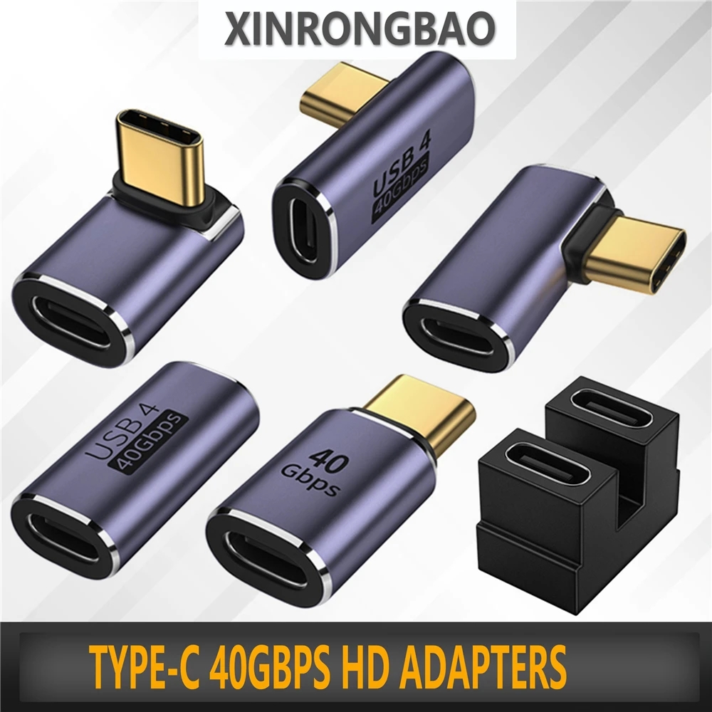 USB C 4.0-Adapter, U-förmiger gerader Winkel-Ladeadapter, Typ C-Buchse auf Typ-C-Stecker, 40 Gbit/s, schneller Datenadapter-Konverter, 100 W