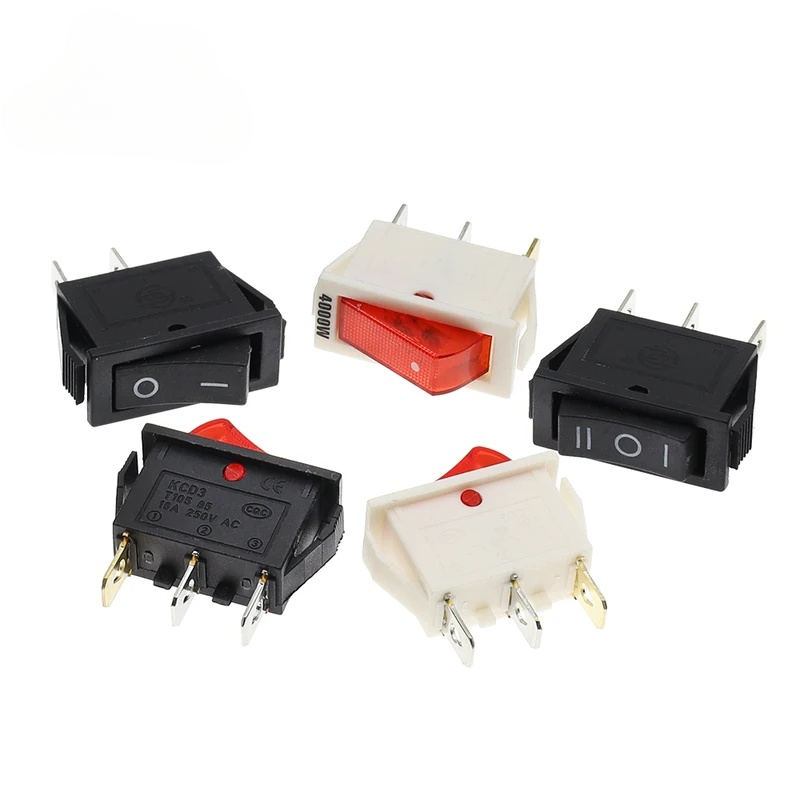 1PCS KCD3 Rocker Switch ON-OFF ON-OFF-ON 2 Positions 3 Pins Electrical Equipment with Light Power Switch