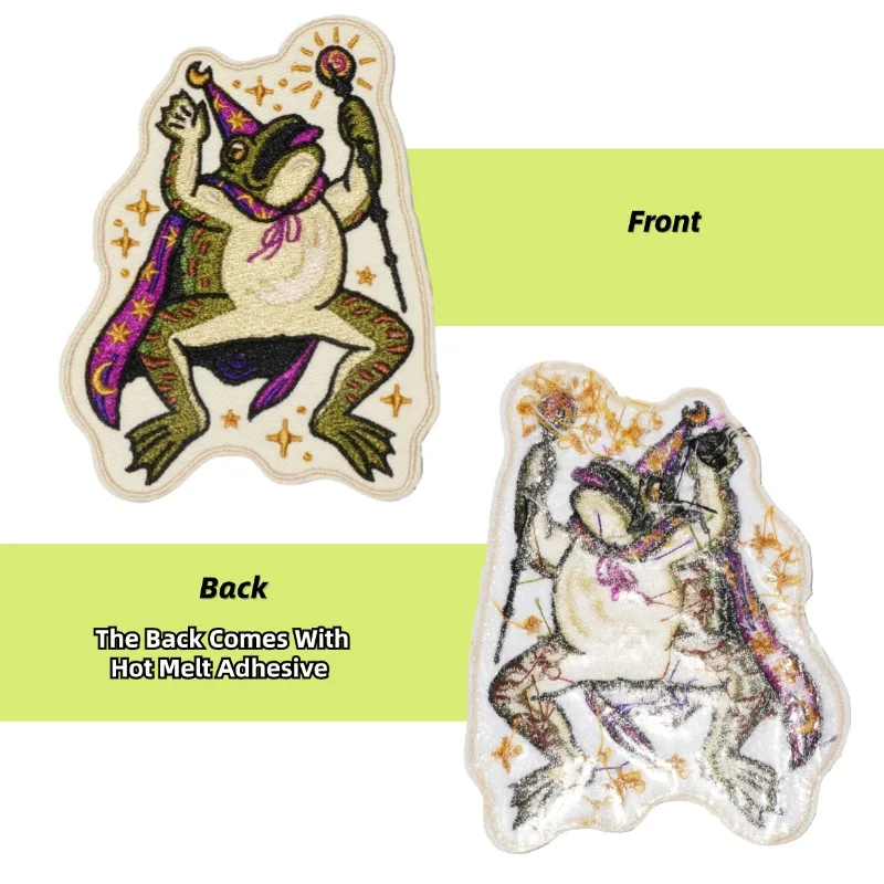 1 шт., вышитая нашивка с жабой-волшебника, пришивная нашивка для одежды, кепка, сумка, куртка, подарок «сделай сам», забавный волшебный значок с горячим клеем