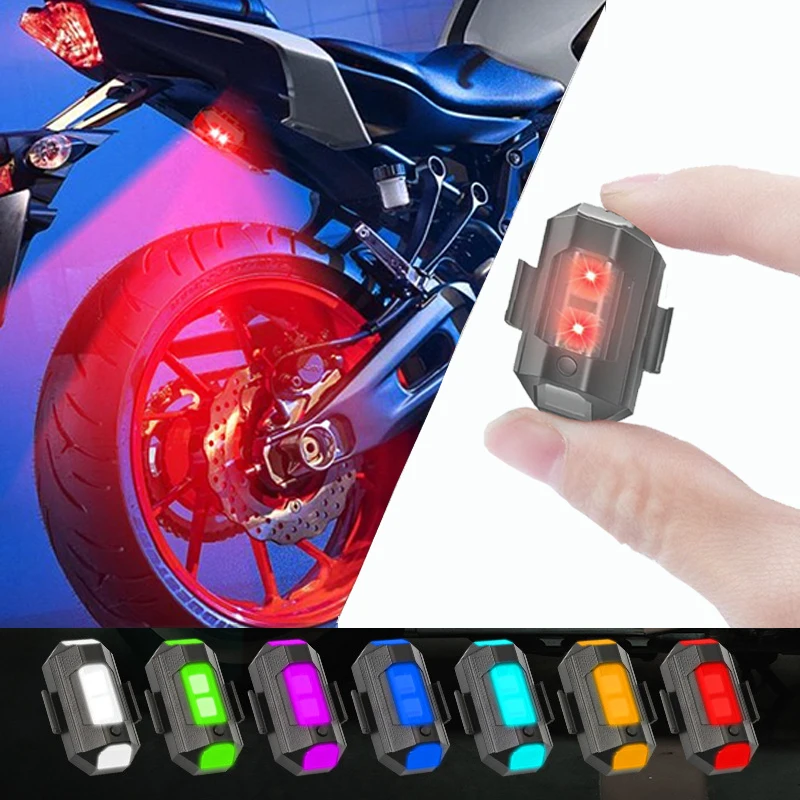 Luce per moto Drone Luce stroboscopica 7 colori Mini USB LED Anti-collisione per bici Aereo Volo notturno Lampeggiante Segnale di avvertimento