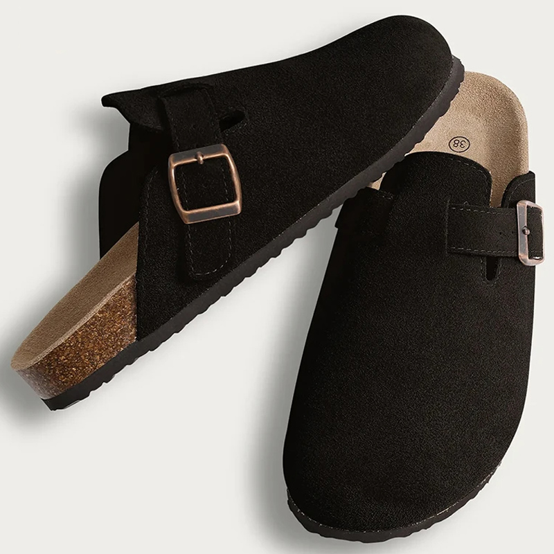 Comwarm Cork Footbed Clogs สําหรับผู้หญิงผู้ชายแฟชั่นหนังล่อ Comfort มันฝรั่งรองเท้า Arch สนับสนุนในร่มกลางแจ้งแบนสไลด์