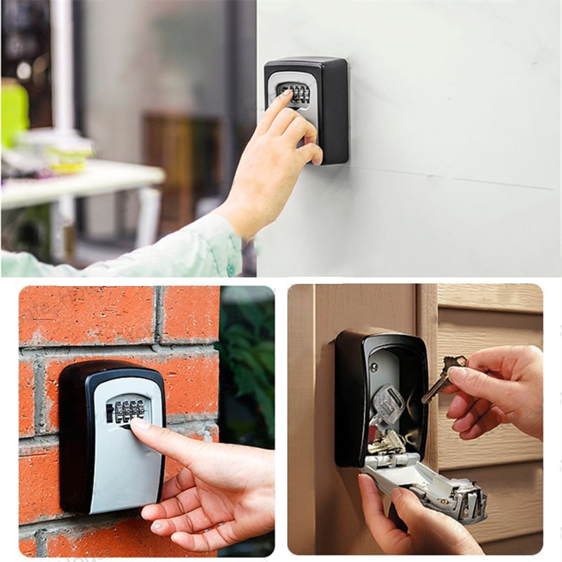 Caja de Seguridad para llaves de montaje en pared, organizador secreto de almacenamiento, resistente a la intemperie, combinación de 4 dígitos, contraseña, código de seguridad, nokey Home