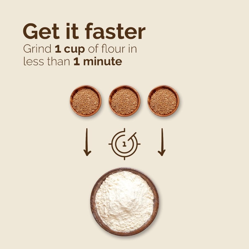 Manual Hand Grain Mill Red Wonder Junior Deluxe for Dry and Oily Grains - Kitchen Flour Mill, Grain Mill Hand Crank and Spice