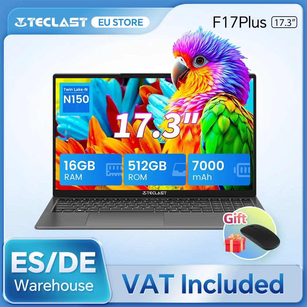 Teclast F17Plus Laptop 17,3 Zoll 16 GB RAM 512 GB SSD Intel N150 Notebook Windows 11 Pro 180 °     Klappcomputer Mini-Hdmi USB 3.2 F17 Plus