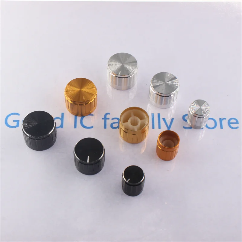 2 ชิ้นอลูมิเนียม potentiometer ลูกบิด 6 มิลลิเมตรด้านใน, O - รูปปุ่มปรับระดับเสียง, หมวก, สวิตช์เสียงลูกบิด