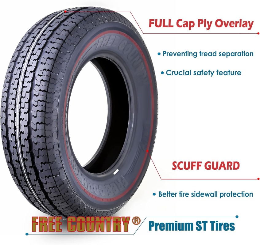 Ride Set 4 Trailer Tires ST205/75R15 205 75 15 8-Ply Load Range D Steel Belted Radial w/Featured Side Scuff G