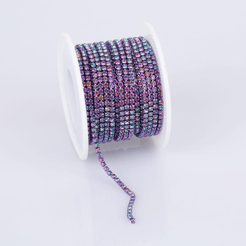 RESEN SS6-SS12 5 yardas/10 yardas cadena de copa de diamantes de imitación de cristal multicolor coser en copa de cristal cadena embellecedora pegamento en adorno de piedra