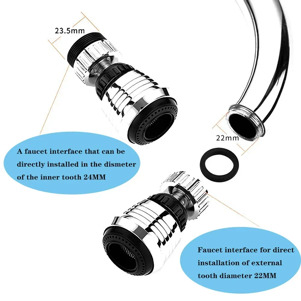 360 องศาหมุนก๊อกน้ําห้องครัวก๊อกน้ําปรับ Dual Mode Sprayer Filter Diffuser หัวฉีดประหยัดน้ําก๊อกน้ํา Connector