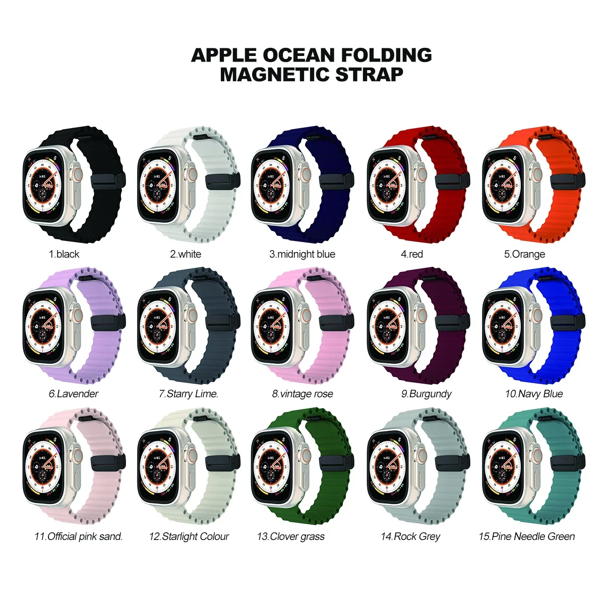 Cinturino in silicone per cinturino Apple Watch 49mm 45 44 40 41 38 42mm braccialetto con fibbia magnetica iWatch Ultra serie 7 6 3 se 8 9 Ultra 2