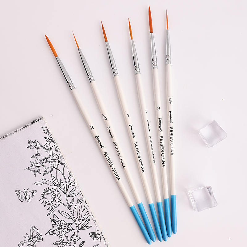 Artist Paint Brush 6 Pcs Set Thin Pen Extra Long Fine Point Liner Tip #000#00#0#1#2#3, Scale Models Nail Acrylic Oil Watercolor
