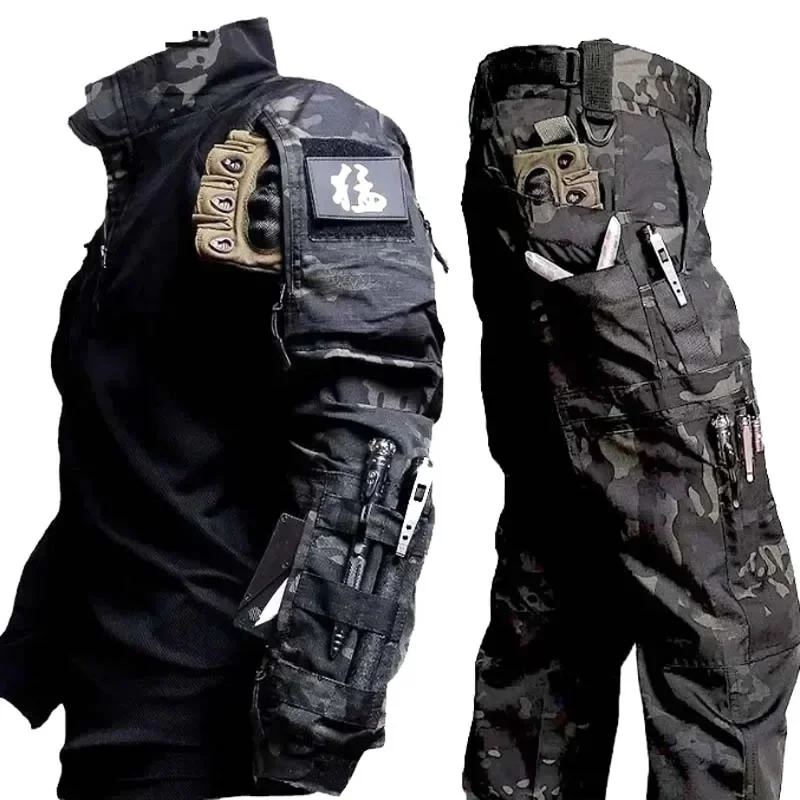 Nowe koszule taktyczne Kombinezon myśliwski Trening na świeżym powietrzu Trwały, oddychający zestaw Camo Wodoodporne, szybkoschnące, wiatroszczelne koszule bojowe