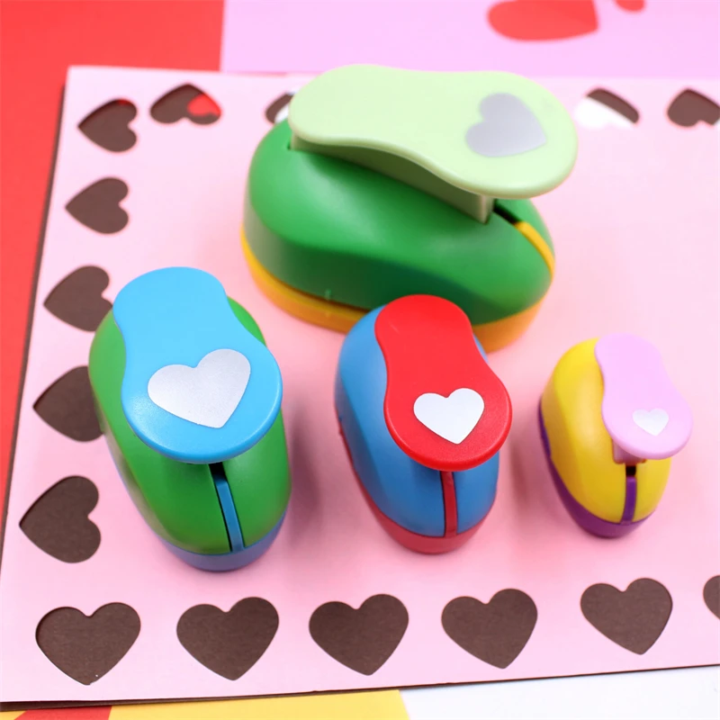 8/16/25/38/50 มม.สีสุ่ม Heart Punch DIY ลายนูน Punches Scrapbooking เครื่องตัดกระดาษ Hole Punch Rounder เครื่องตัด