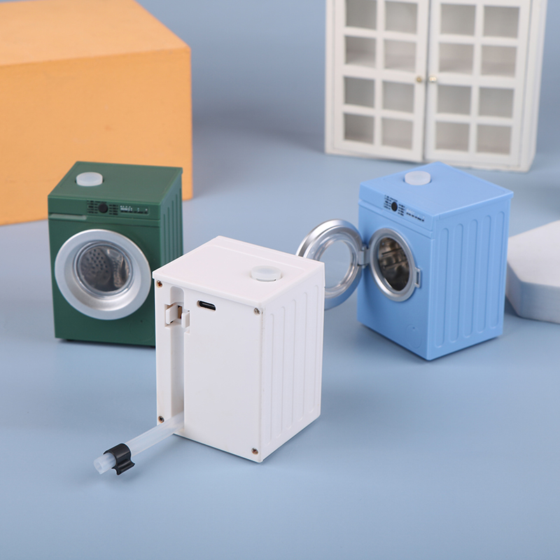 Dollhouse Miniature Washing Machine Drum Washer Laundry Model Dollhouse Decor Toy