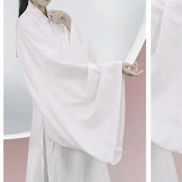 Hanfu Chinesische Ming-Dynastie Traditionelle Runde Kragen Robe Futter Original Weiße Innere Tragen Kleidung Taoistischen Robe Dessous Kostüm