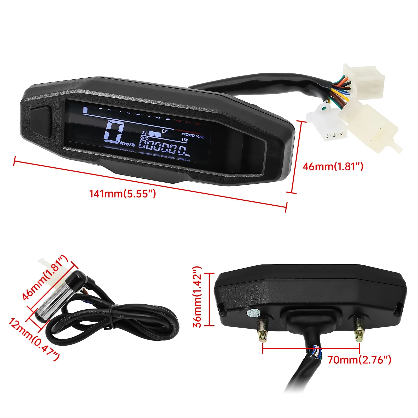 A New Universal Moto RPM Tachometer Speedometer Speed Gauge Tacho Meter Digital Odometer Instrument Sensor Set For Motorcycle