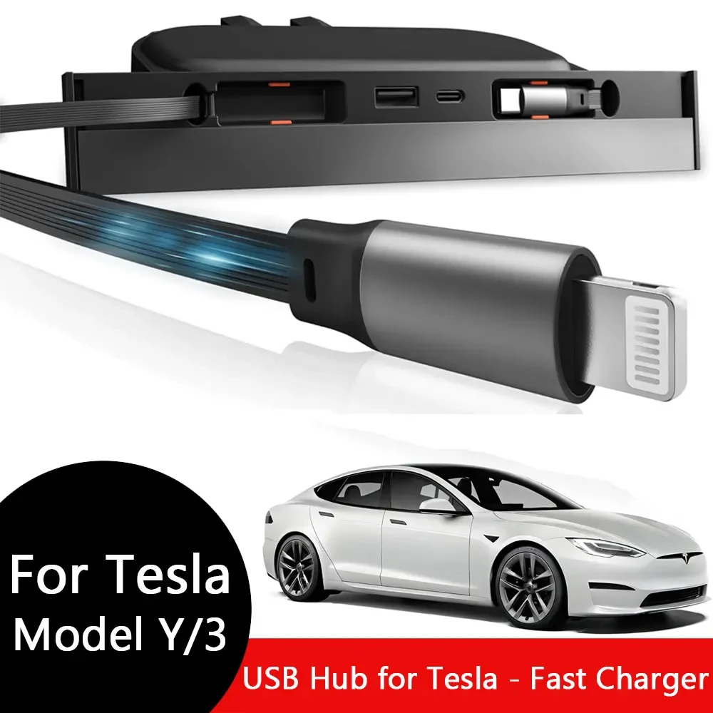 Para tesla modelo y juniper 2025 console central retrátil hub usb modelo 3 carregador de telefone highland estação de carregamento rápido