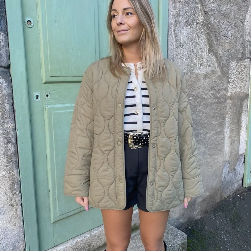 Herbst Winter Frauen Stepp jacke warme Baumwolle Mantel Langarm Parkas Knopf Wind jacke Jacke solide O-Ausschnitt Damen bekleidung