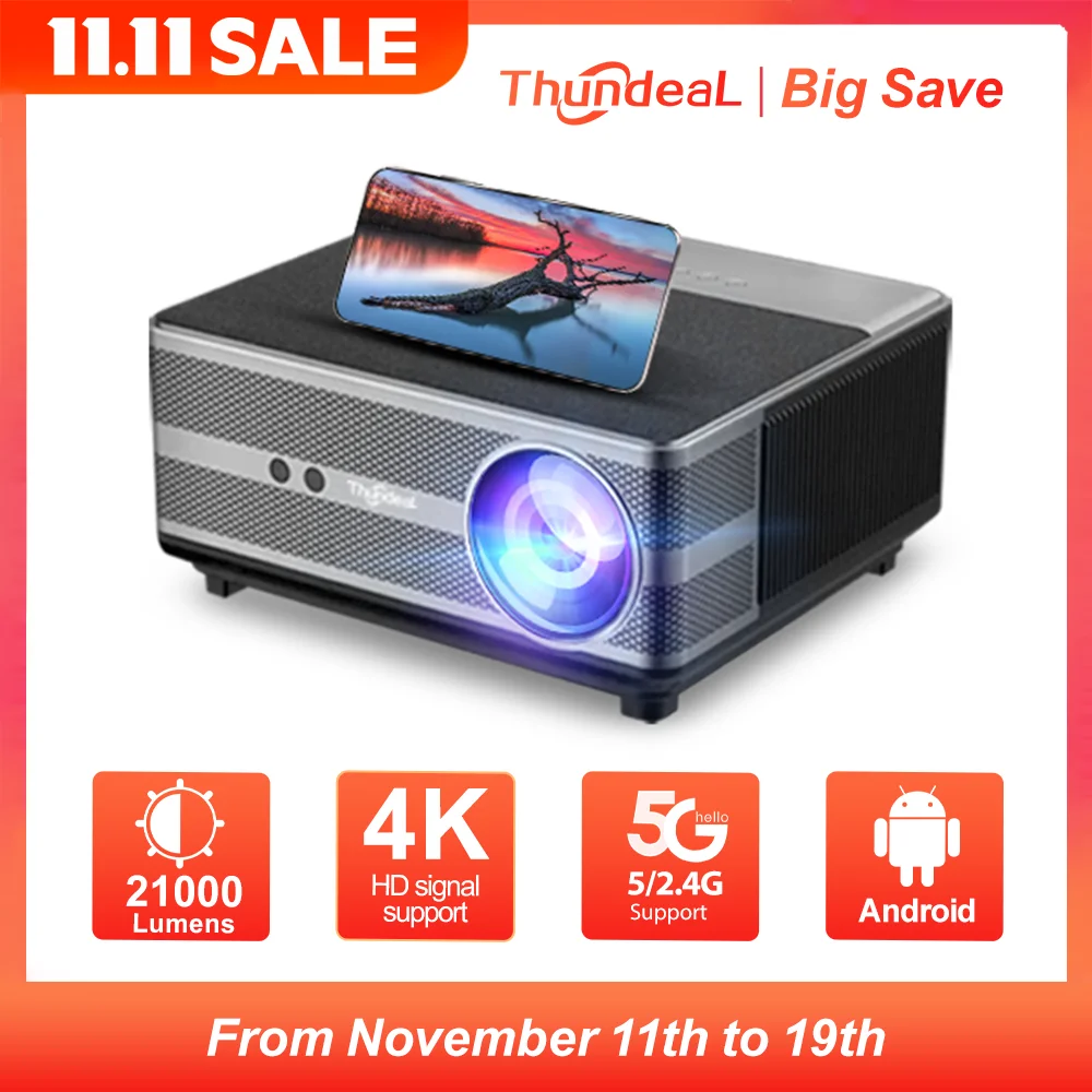 ThundeaL Full HD 1080P Projector TD98 WiFi LED 2K 4K Video Movie Beam TD98W Android Projector PK DLP Home Theater Cinema Beamer