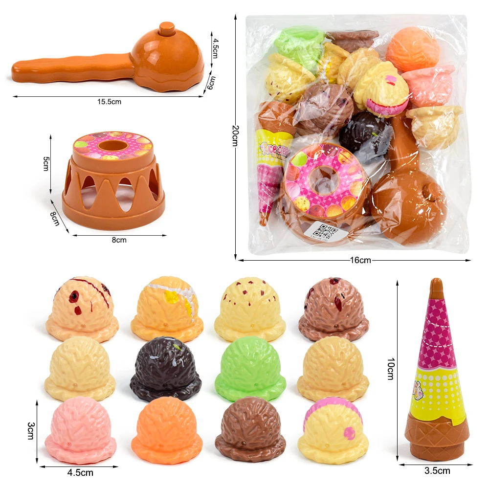 เด็กจําลองอาหารของเล่น Ice Cream Stack Up Play เด็กแกล้งทําเป็นเล่นของเล่นของเล่นเพื่อการศึกษาสําหรับของขวัญเด็ก