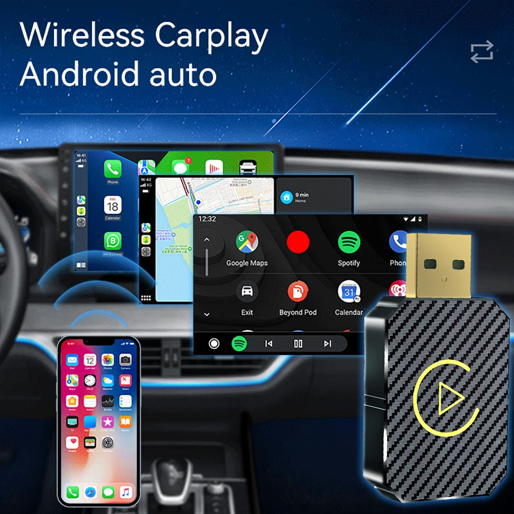 2025 NEUER kabelloser CarPlay Android Auto Wireless Adapter WiFi BT 2in1 Smart Dongle Plug and Play Wireless Mini Box Fast Connect