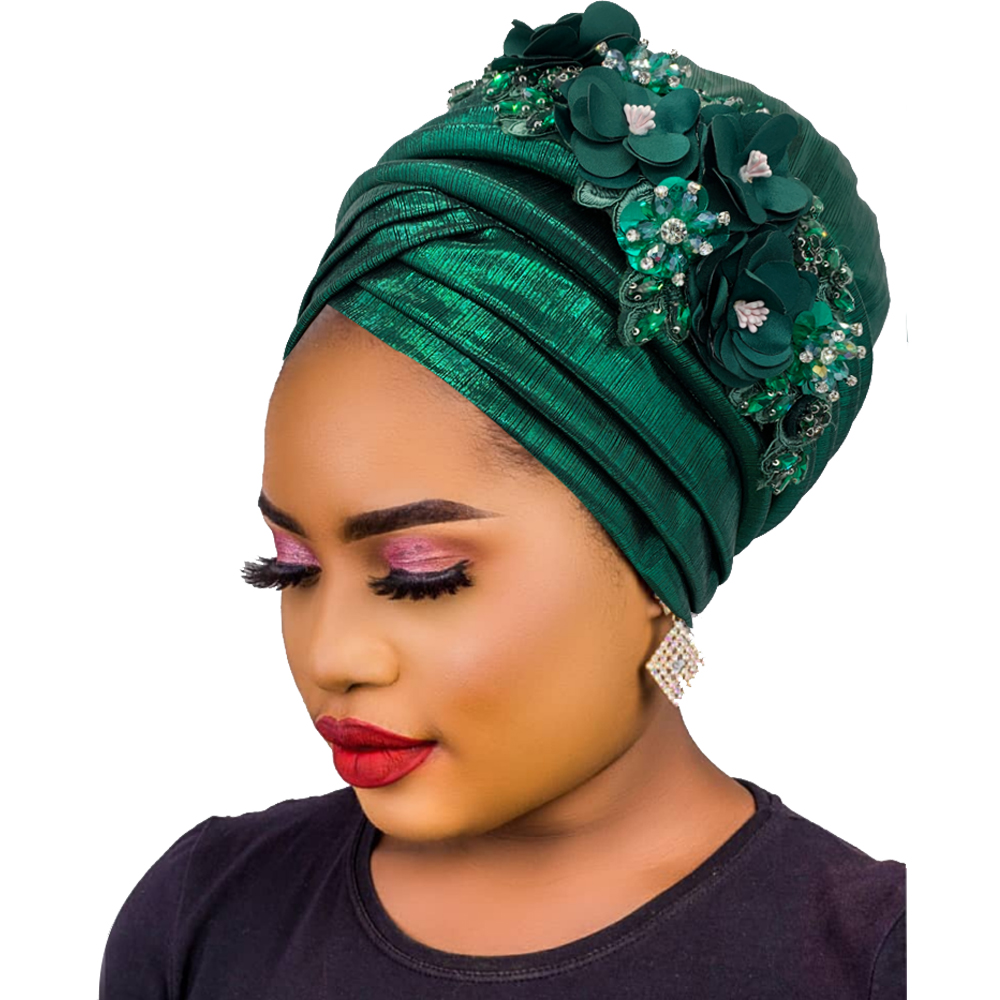 2024 新しいアフリカ女性のターバンキャップナイジェリア自動 Gele Headtie すでに作られた結婚式 Geles 女性ヘッドラップダイヤモンドフラワー