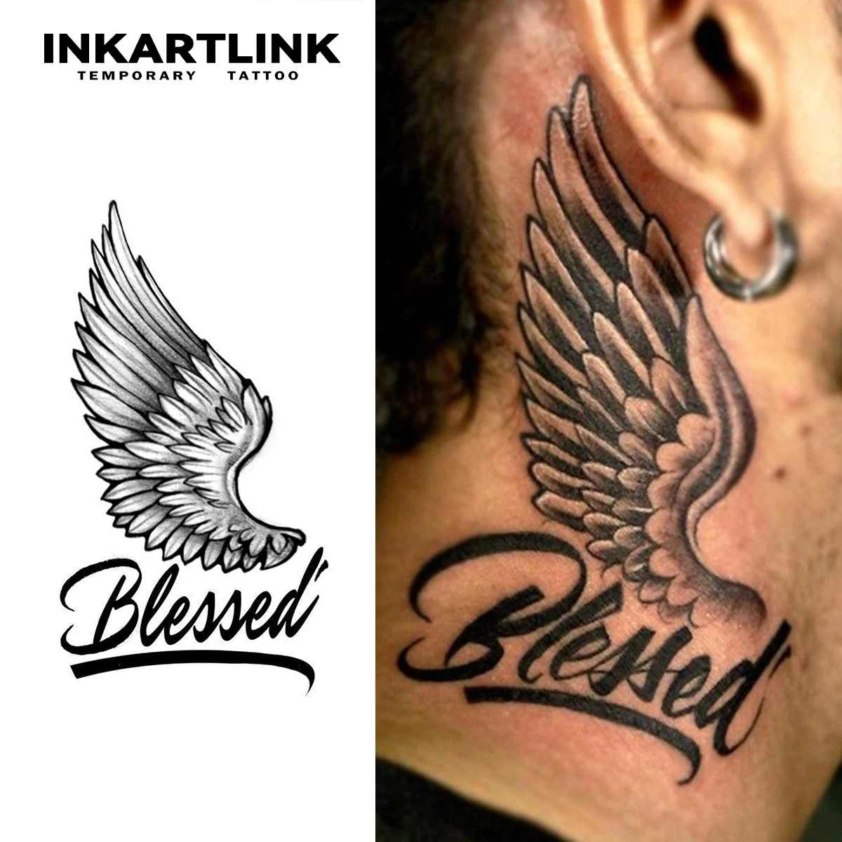 Temporäres Flügel-Tattoo, hält bis 15 Tage, neue Technologie, magischer, wasserfester, semi-permanenter Aufkleber.