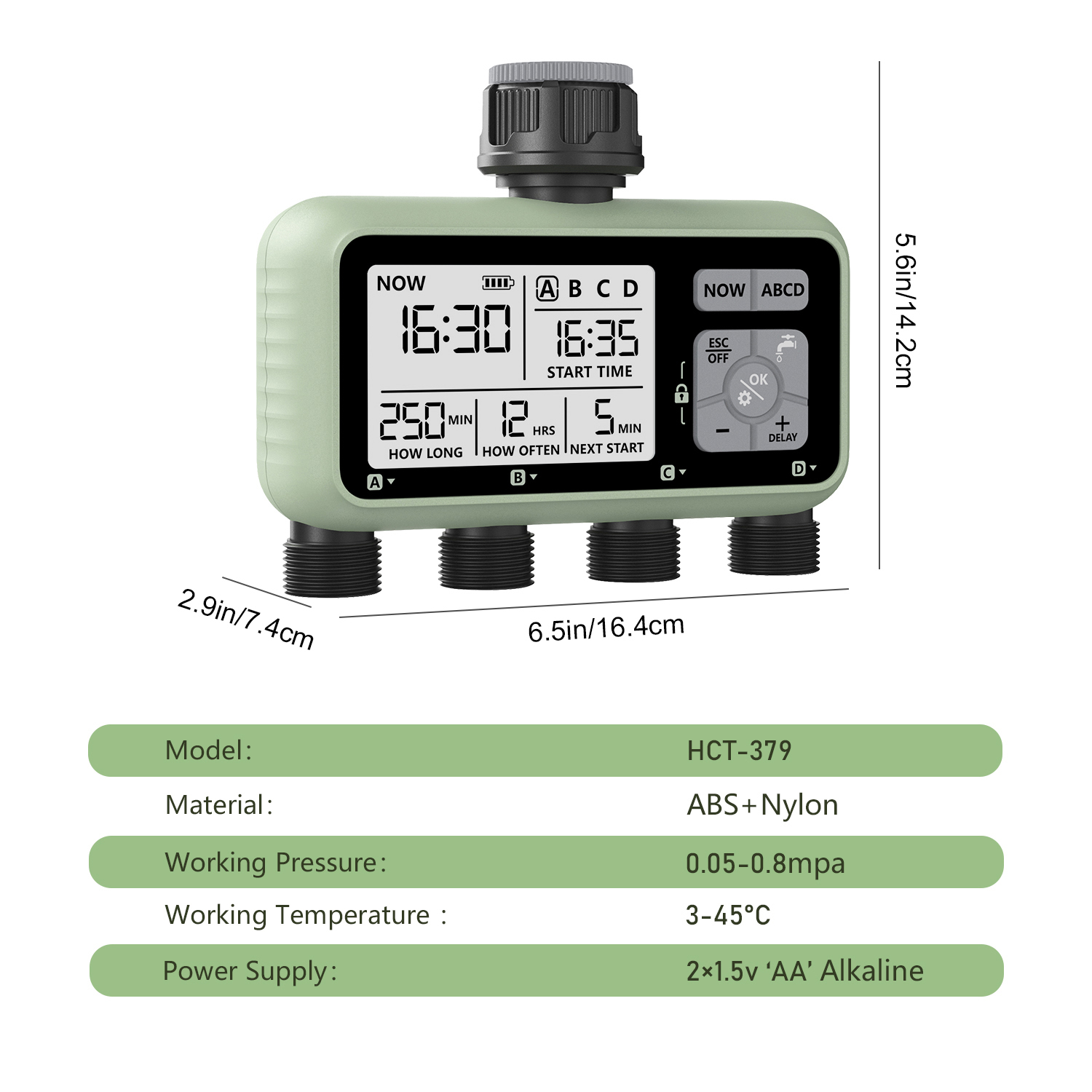 Reswat Timer per l'acqua a 4 uscite Irrigatori multifunzionali Adattamento multi calibro Installazione conveniente Attrezzi da giardino per giovani