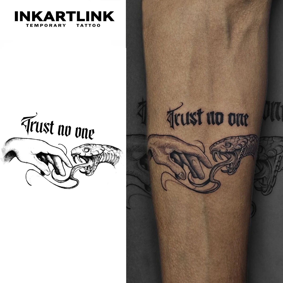 Temporäres Hand- und Schlangen-Tattoo, hält bis 15 Tage, neue Technologie, magischer, wasserfester, semi-permanenter Aufkleber.