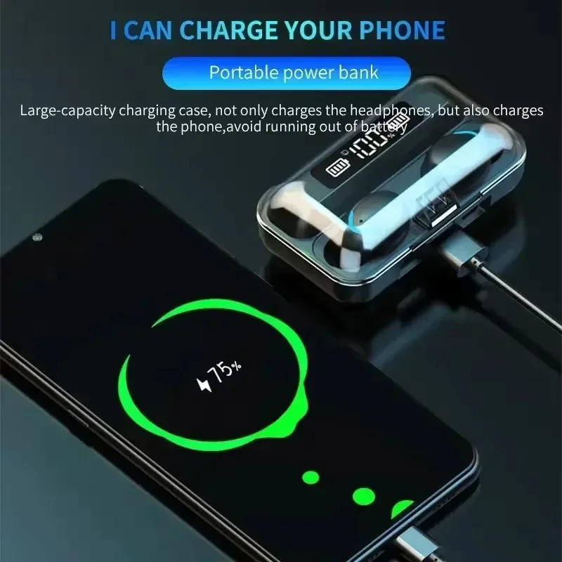 Auriculares inalámbricos deportivos F9, auriculares estéreo Bluetooth, auriculares impermeables con reducción de ruido y micrófono para