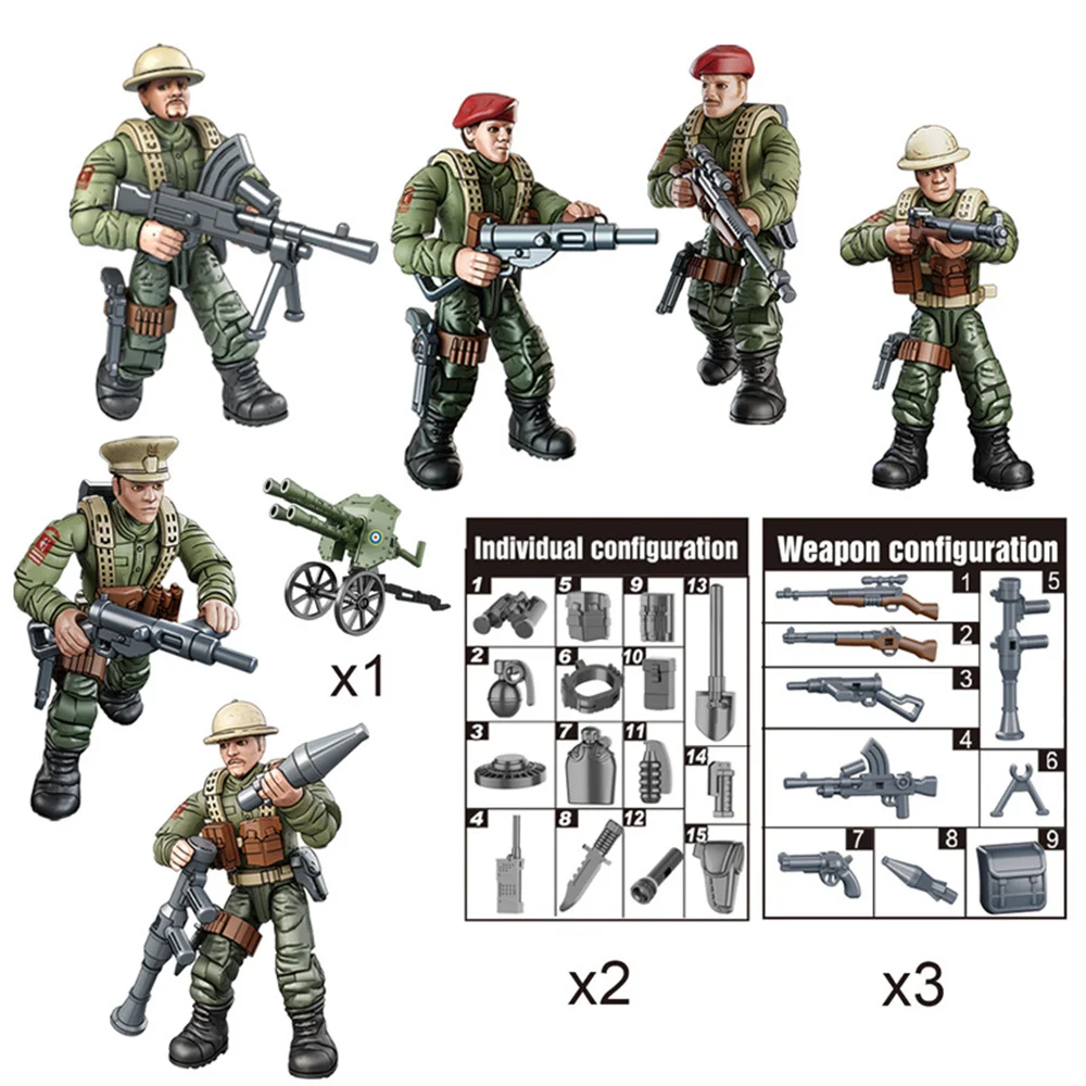 2024 第二次世界大戦 WW2 陸軍軍事兵士 SWAT 特殊部隊フィギュアモデルビルディングブロックレンガ子供のおもちゃのギフト