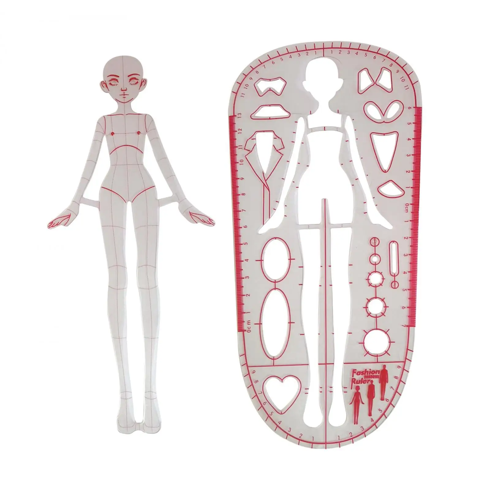 2Pcs Template Ruler Measuring Tool Sewing Humanoid Patterns Design Woman