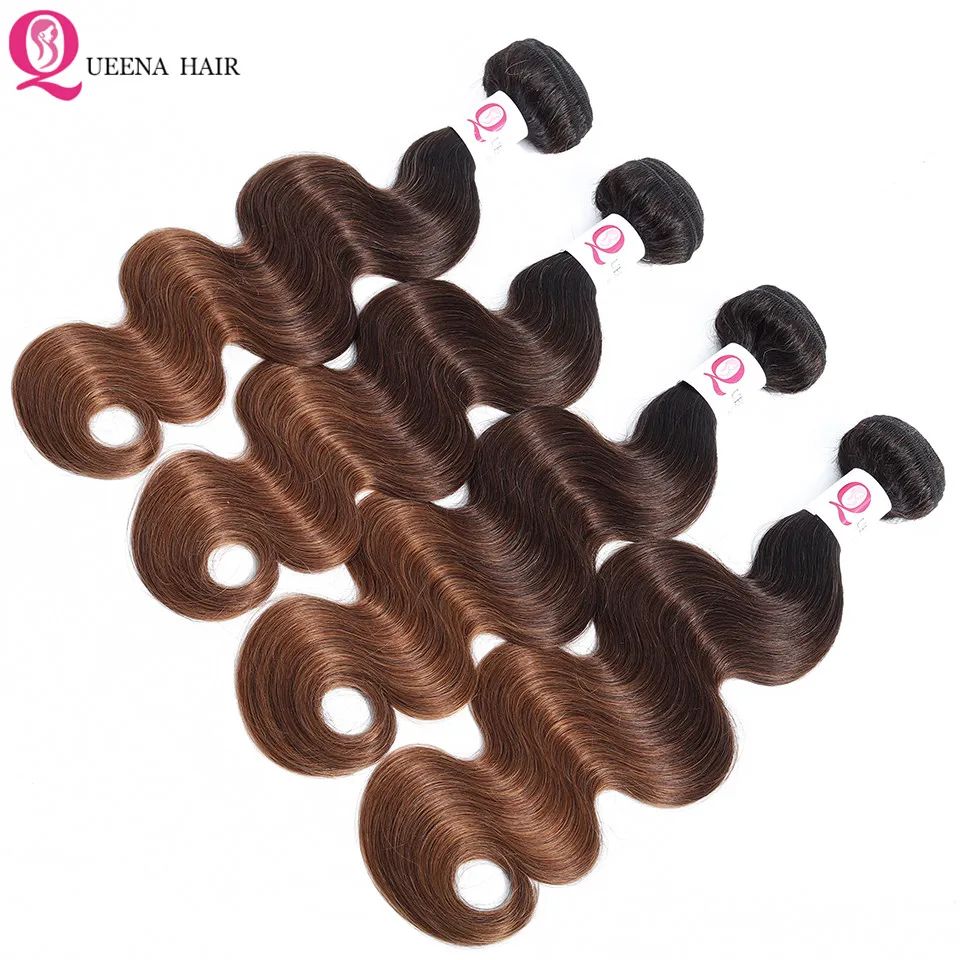 1B/4/30 Tóc Vàng Ombre Tóc Bó Brasil Tóc Gợn Sóng Dệt Lưng Màu Ombre Sóng Thân 3/4 Bó Đề Cập Đến remy Tóc