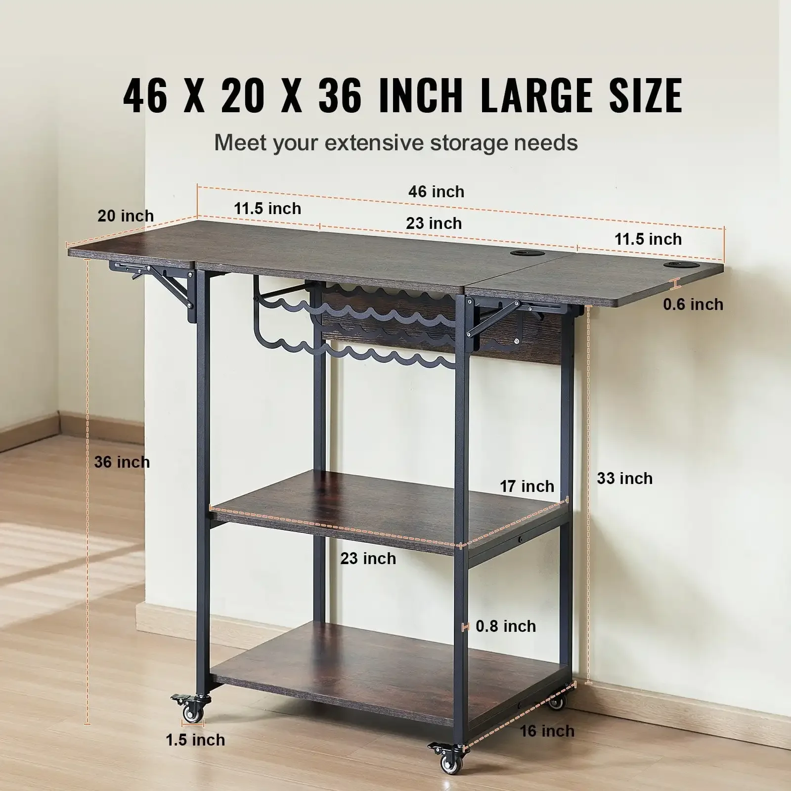 Heat Press Table 3Tier Movable Heat Press Stand Foldable with Wheels Brown