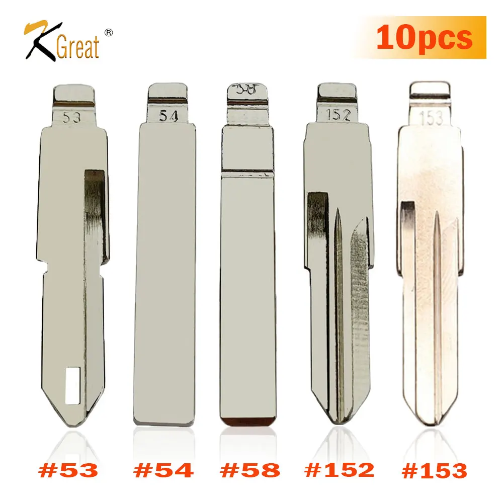 10 Stück KD Xhorse Schlüsselrohling VAC102 NE72 HU136 # 53 # 54 # 58 # 152 # 153 ungeschnittenes Fernschlüsselblatt für Renault Megan Dacia Clio Duster