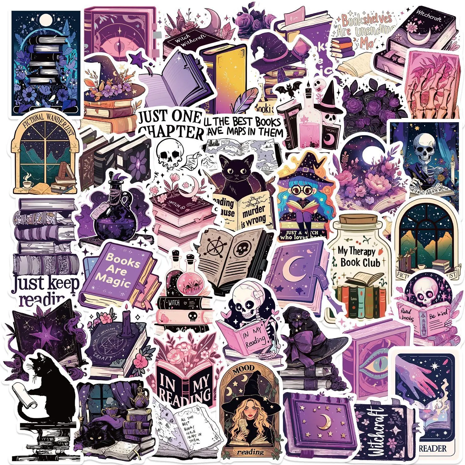 10/50 Uds. Pegatinas de libro de bruja gótica púrpura Smutty Dark Romance Readers adultos picantes Booktok calcomanías portátil IPAD Kindle pegatina