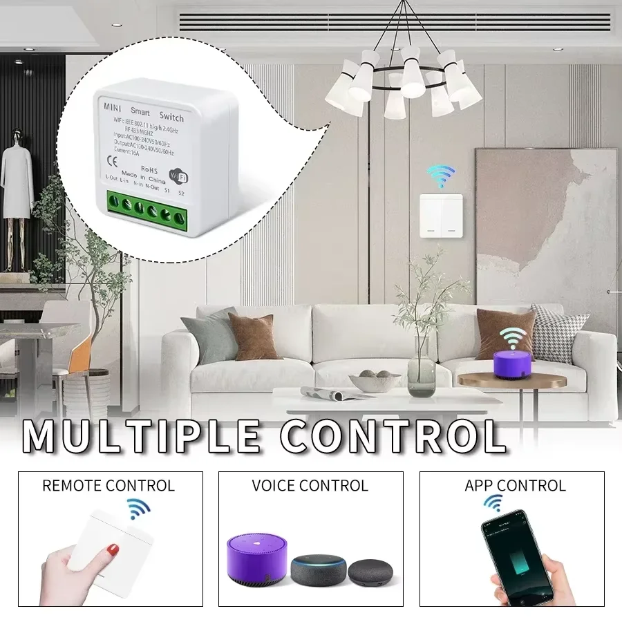 Tuya Smart WiFi Schalter DIY Modul Empfänger RF433MHz Drahtlose Wand Panel Schalter Smart Leben APP Alexa Google Home Voice Control
