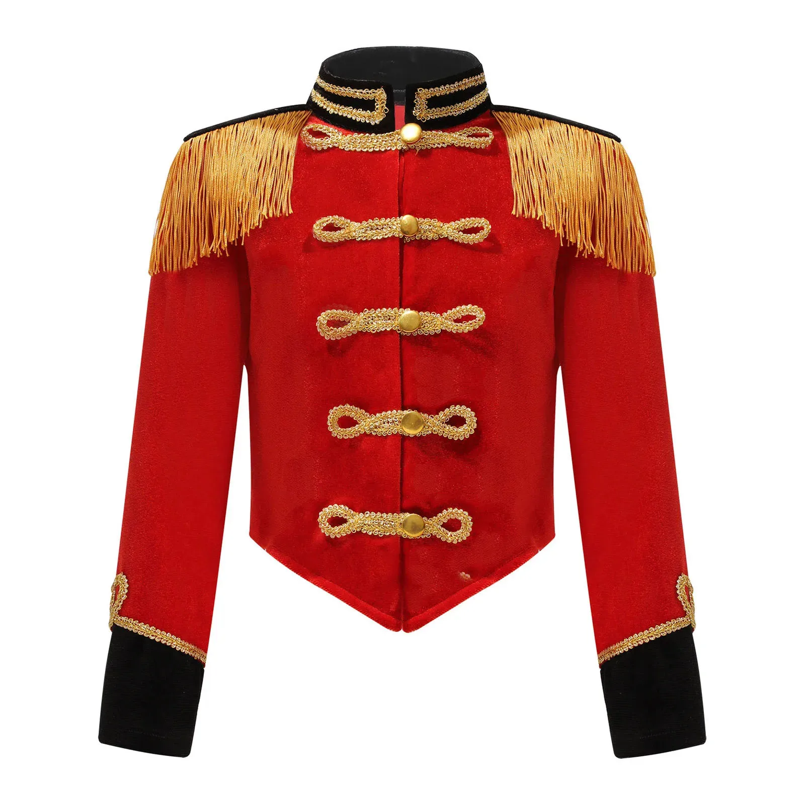 Kids Girls Ringmaster Jacket Costume Long Sleeve Fringe Tassel Shoulder Jacket Coat Circus Tailcoat Halloween Cosplay Dress Up