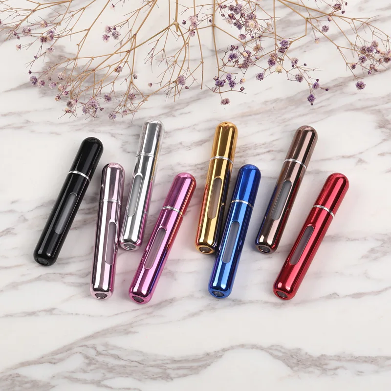 Mini botella de Perfume recargable portátil, bomba atomizadora, botella pulverizadora de aluminio, contenedor de cosméticos, herramientas de maquillaje de viaje, 8/10ml