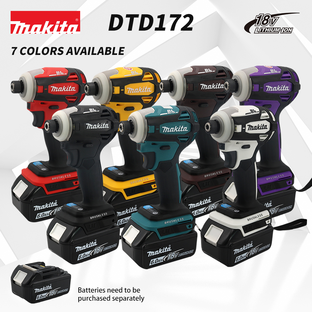 Makita dtd172 chave de fenda de impacto 180nm sem fio sem escova chave de fenda elétrica doméstica broca de mão elétrica para bateria de 18v