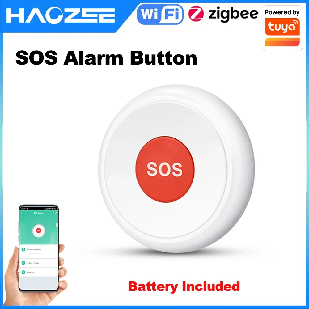 Haozee Tuya ZigBee/Wifi SOS Notfall Butto Ältere Kinder Alarm Notfall Hilfe Schalter Unterstützung Home Assistant Zigbee2mqtt