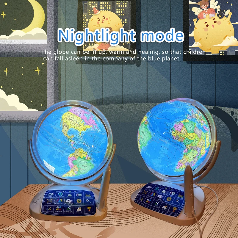 AR Globe Kid Education Click Talking Interactive Globe Early Learn Geography Constellation Light Decoration Geographic Knowledge