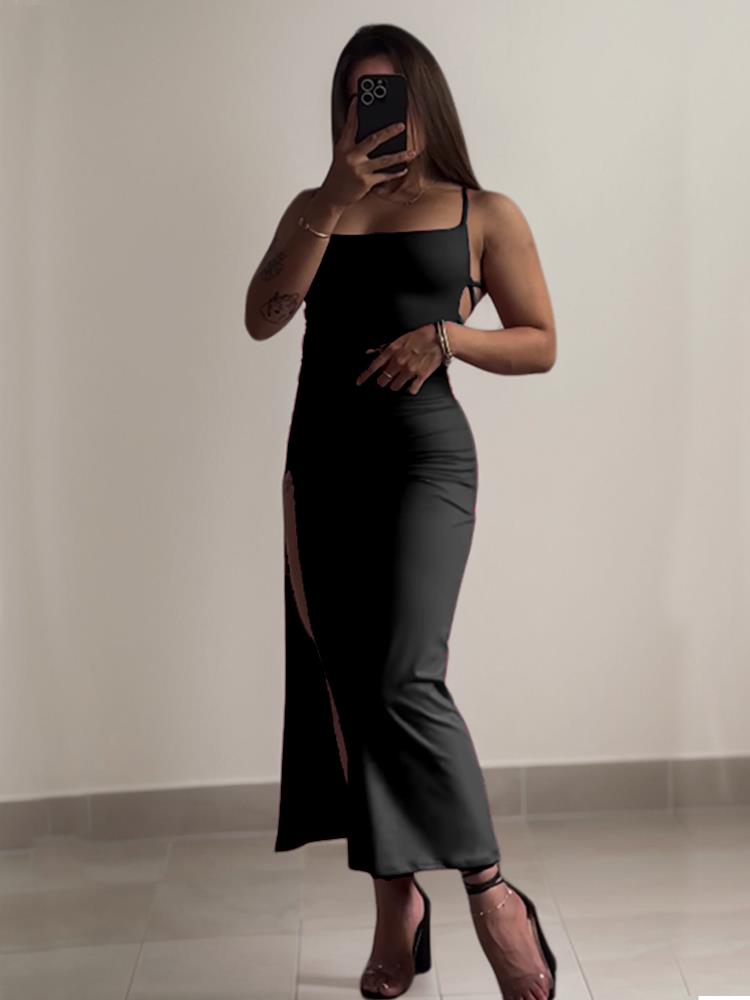 2024 nuevo vestido explosivo de verano de alta sensibilidad con correa halter Spice Girl bolso vestido a la cadera